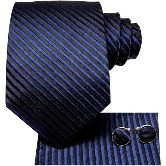 Mens Paisely Floral Silk Tie for Men Striped Necktie and Pocket Square Set - Picture 2 of 6